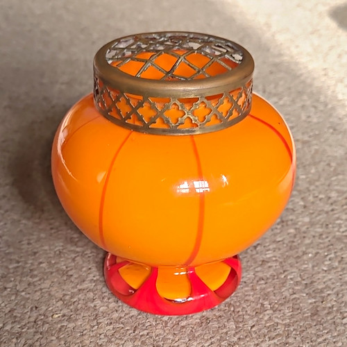 Unmarked glossy orange glass - unmarked,