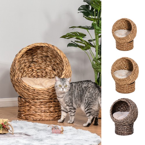 Wicker cat house raised - wicker,