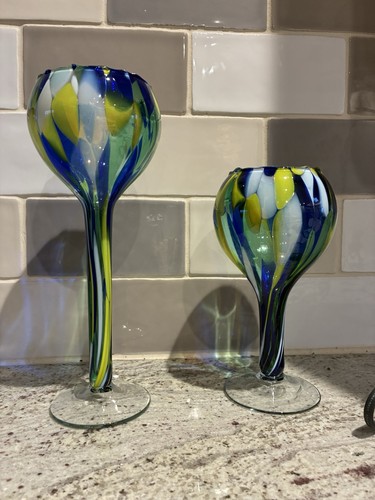 Two wine glasses - hand, blown