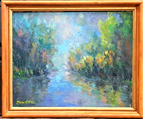 Oil painting landscape lake - oil,