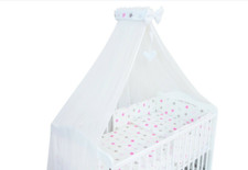 Canopy Holder  Bar Drape Mosquito Net with Ribbon COTBED/ COT Grey Pink Stars