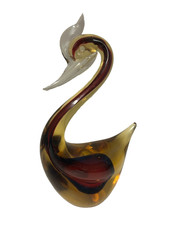 Murano Vintage Glass Swan Figurine Brown Glass Height 21cm