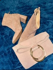 Topshop pink Suede Boots Size 41 & MNG matching Bag. Great colour match.