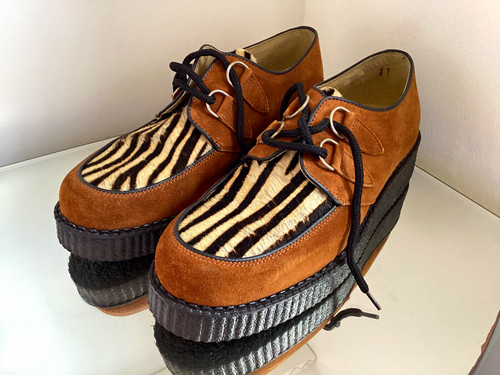 Men brown suede zebra print - suede,