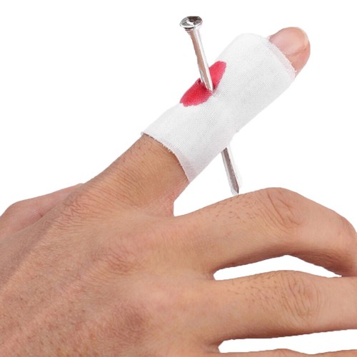 Nail through finger with - nail,