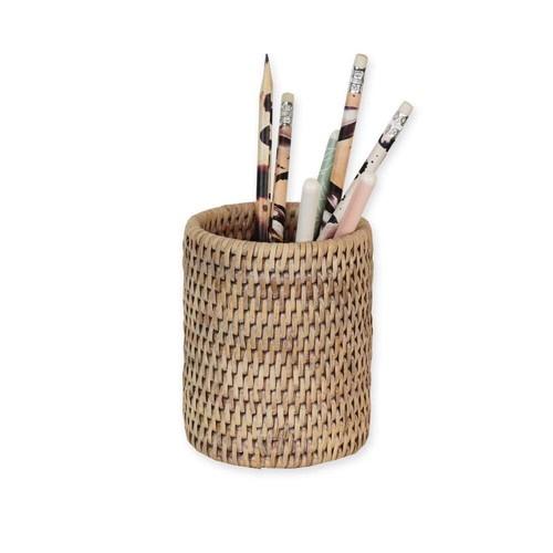 Rattan pen pot woven - pot, wicker