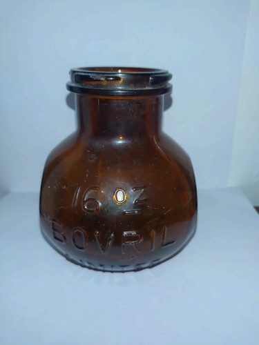 Old 16oz amber glass - old, bovril
