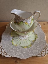 Tuscan China Lotus Flower Milk Jug, Sugar Bowl, Bread/Cake Plate - VG Condition