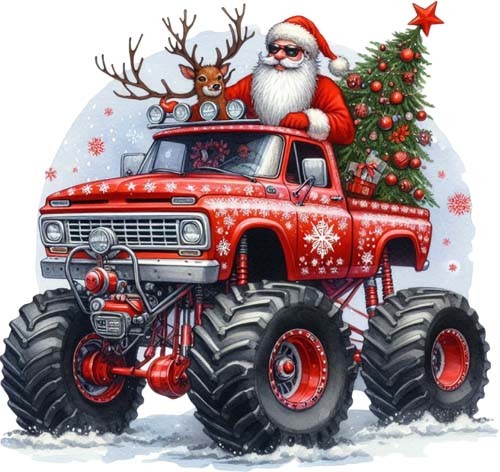 Christmas monster truck santa - monster,