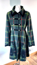 Nomads Military Coat Jacket green velvet tartan accents checked S 8 10 UK