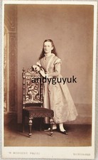 CDV FINE JACOBEAN CHAIR GIRL LONG HAIR DRESS MONTROSE FURNITURE PHOTO