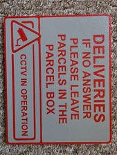 Parcel box sign deliveries - parcel,