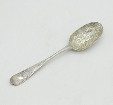 George II Sterling Silver Ornate Cherub Pattern Dessert Spoon Antique 1755
