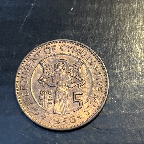 Cyprus five mils 1956 as - five,