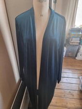 PEACOCK BLUE VELOUR EDGE TO EDGE DUSTER COAT 2XL UK 18/20 SEE DESC VELVET  BNWOT