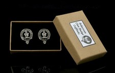 A PAIR OF ROBERTSON SCOTTISH CLAN BADGE ART PEWTER CUFFLINKS
