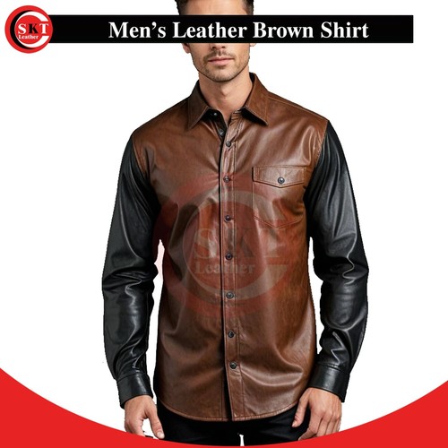Mens real lamb brown leather - mens,