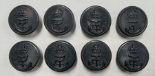 Set of 8 Very Large 28mm WW1 / WW2 Royal Navy Black Horn Greatcoat Buttons