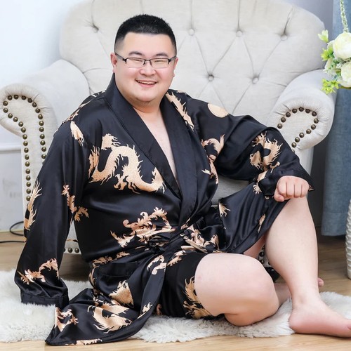 Men satin kimono robe - men's,