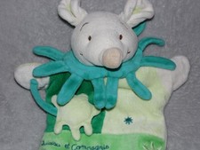 Doudou et Compagnie mouse comforter soft toy green blankie puppet