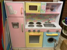 kids play kitchen (wooden) - cupboards, cooker, hob, microwave, washing machine