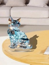 Crystal cat figurine cute - crystal,
