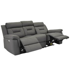Genuine Leather Electric Power Recliner Sofa with USB Port – Grey