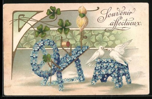 Embossed postcard a - embossed,