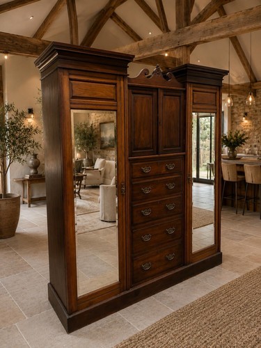 Antique mahogany triple - antique,