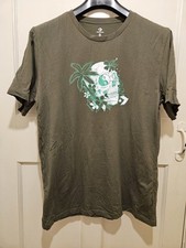 Converse Mens Khaki Graphic Print Mens T Shirt  Green Skull Logo Size L Large