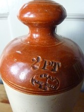 Gray Portobello Antique Water Bottle Two toned Stoneware Scottish Pottery 2 Pint