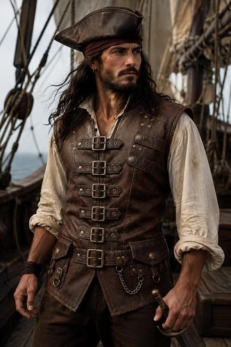 Men steampunk leather vest - leather,