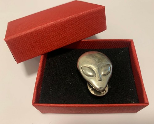 Alien head ufo silver pewter - head,
