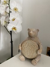 Rustic Sitting Bear with 6 Coaster Set - Resin Woodland Home Décor