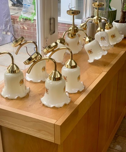 Vintage brass glass lights 4 - vintage,