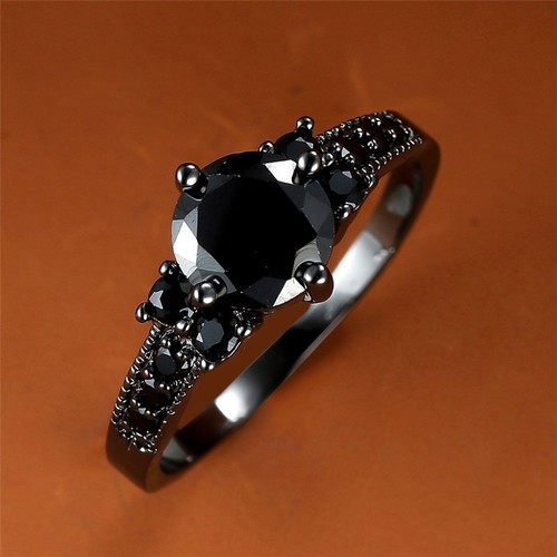 Round black zircon - round, ring