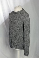 COS High Neck Jumper Pullover Fisherman Cotton/Wool Blend Black White Size L VGC