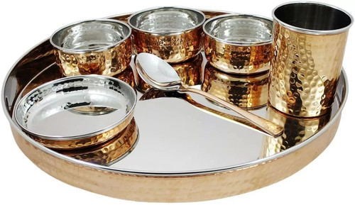 Copper steel plate thali - copper,