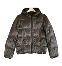 Tommy Hilfiger Puffer Jacket Mens Large Green Satin Down Fill Hooded Winter