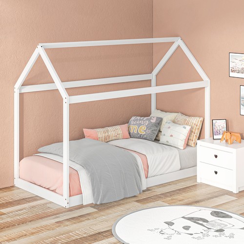 Homcom wooden single bed - bed, frame