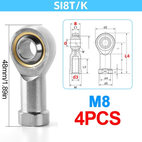 4pcs female rod end - m8,