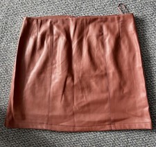 Primark Tan Faux Leather Mini Skirt Size 14