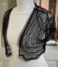 Bhs Vintage Black Beaded Shrug Bolero Size 12