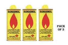 3 x Genuine Ronsonol Premium Lighter Liquid Fluid Refill 133ml