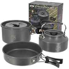 NGT 3 Piece Cook Set Carp Fishing Cooking Kettle Frying Pan Saucepan Case
