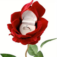 Suede Rose shaped ring box
