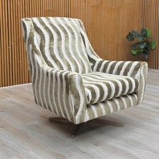 DFS 'Serenis' Accent Chair Slate Moss Serenis Pattern Swivel Metal Base NEW
