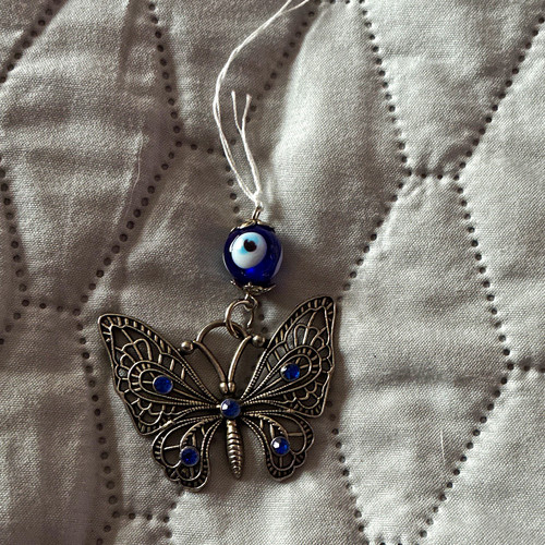 Silver plated butterfly charm - silver,