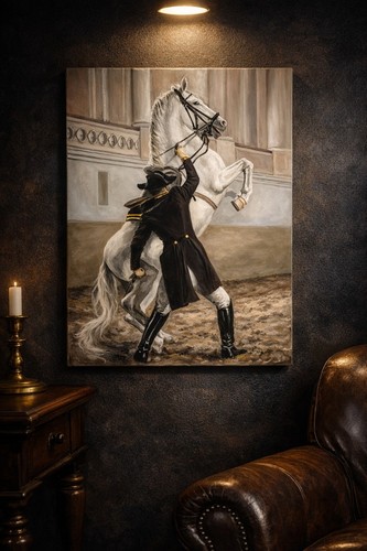 Original oil painting white - painting,