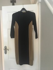 Womens Black and Tan Jersey Dress Size 8 Barbara Hulanicki Worn Once